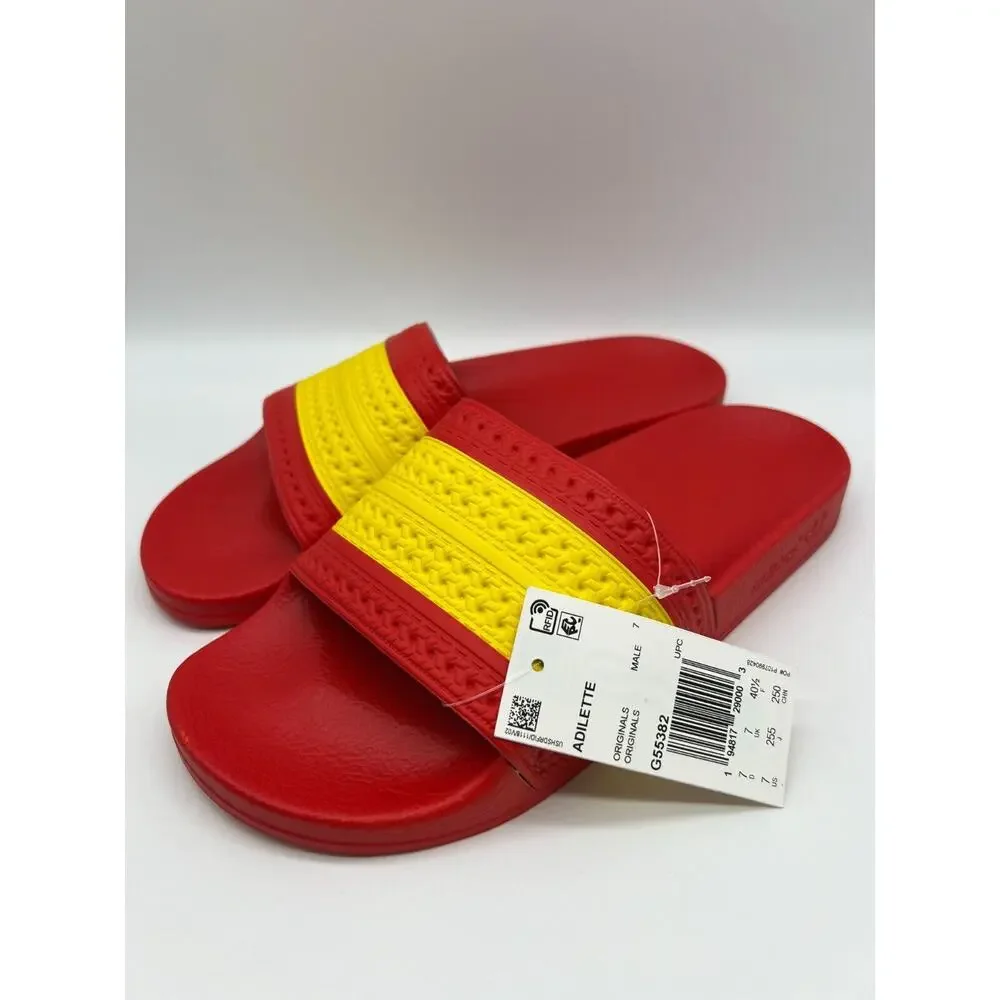 adidas Adilette Slides 'Spain' G55382 Red Yellow Men's Size 7 NWT
